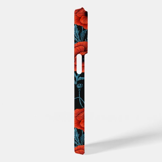 Papavers, rood en blauw op zwart Case-Mate iPhone case (Achterkant / Rechts)