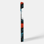 Papavers, rood en blauw op zwart iPhone hoesje (Linkerkant)