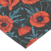 Papavers, rood en blauw op zwart korte tafelloper (Hoek)