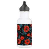 Papavers, rood en blauw op zwart waterfles (Rechts)