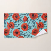 Papavers, rood en blauw op zwembad blauw bad handdoek (Handdoek)