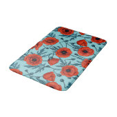 Papavers, rood en blauw op zwembad blauw badmat (Gekanteld)