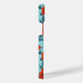 Papavers, rood en blauw op zwembad blauw iPhone hoesje (Rechterkant)