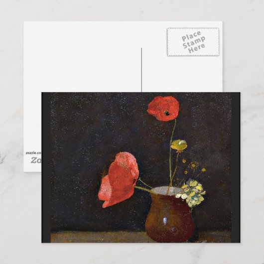 Papavers, schilderij van Odilon Redon Briefkaart (Voorkant / Achterkant)