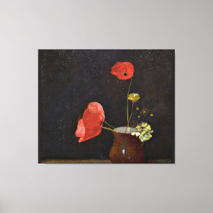 Papavers, schilderij van Odilon Redon Canvas Afdruk