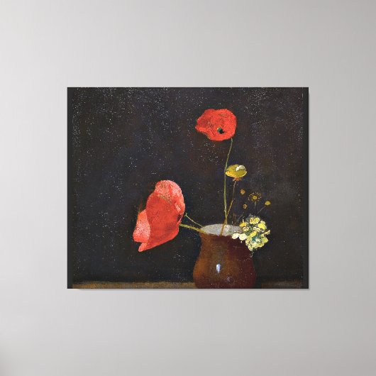 Papavers, schilderij van Odilon Redon Canvas Afdruk (Voorkant)