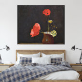 Papavers, schilderij van Odilon Redon Canvas Afdruk (Insitu (Slaapkamer))