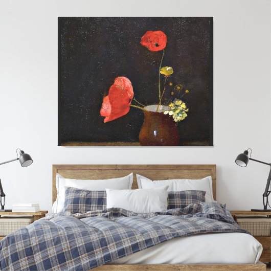 Papavers, schilderij van Odilon Redon Canvas Afdruk (Insitu (Slaapkamer))