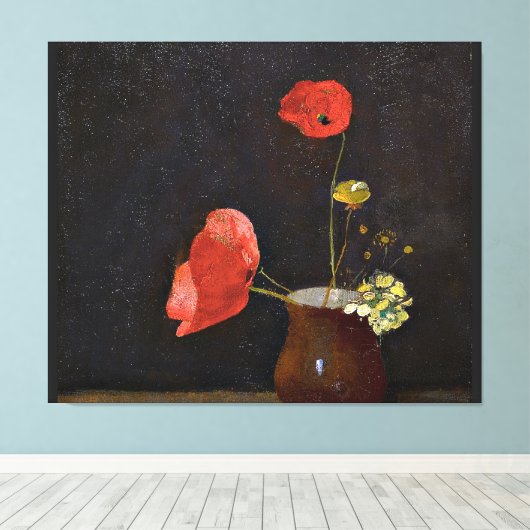 Papavers, schilderij van Odilon Redon Canvas Afdruk (Insitu (Houten vloer))