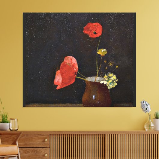 Papavers, schilderij van Odilon Redon Canvas Afdruk (Insitu (Woonkamer))
