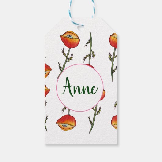 Papavers Surreal Art Label met aangepaste cadeaus Cadeaulabel (Achterkant)