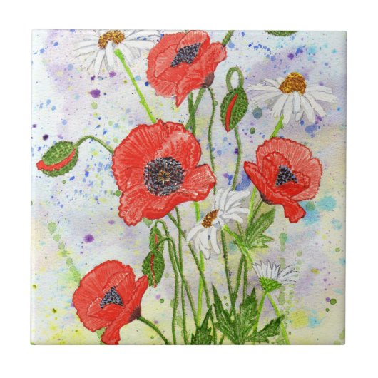 "Papavers"-tegel Tegeltje (Voorkant)