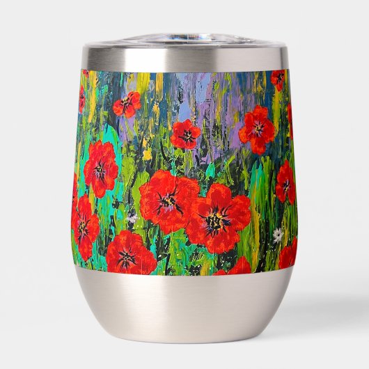 Papavers thermische tumbler warm of koud (Voorkant)