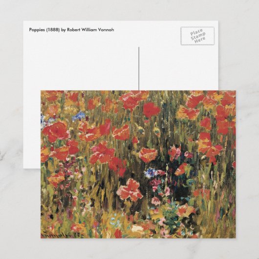 Papavers van Robert Vonnoh,  impressionisme Briefkaart (Voorkant / Achterkant)