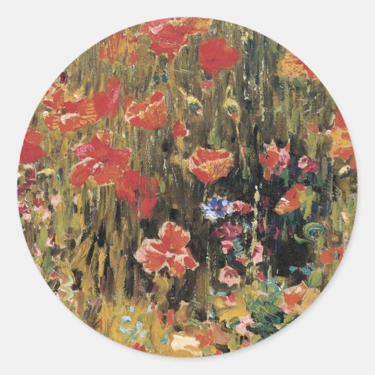 Papavers van Robert Vonnoh,  impressionisme Ronde Sticker (Voorkant)