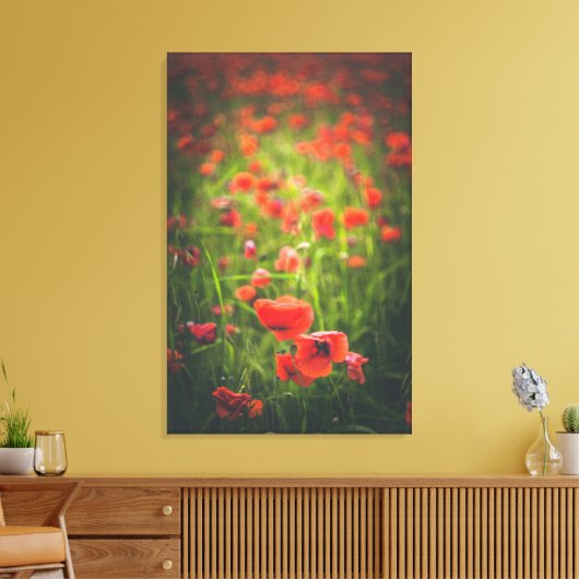Papavers veld canvas afdruk (Insitu (Woonkamer))
