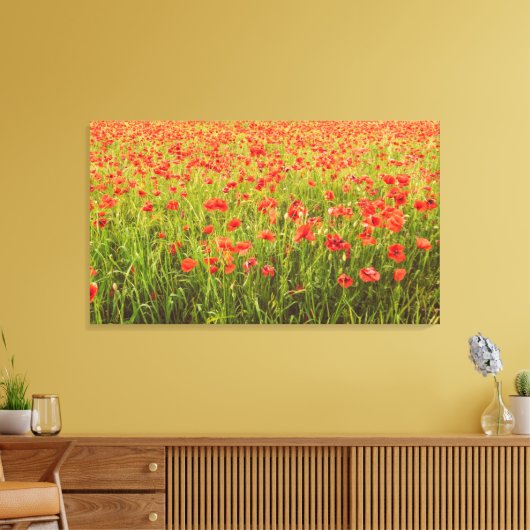 Papavers veld canvas afdruk (Insitu (Woonkamer))