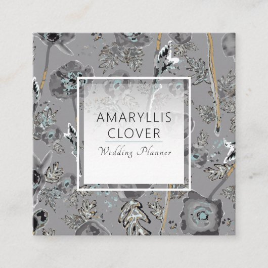 Papavers Waterverf bloemmotief Vierkante Visitekaartje (Voorkant)