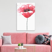 Papavers, waterverf canvas afdruk (Insitu (Woonkamer))