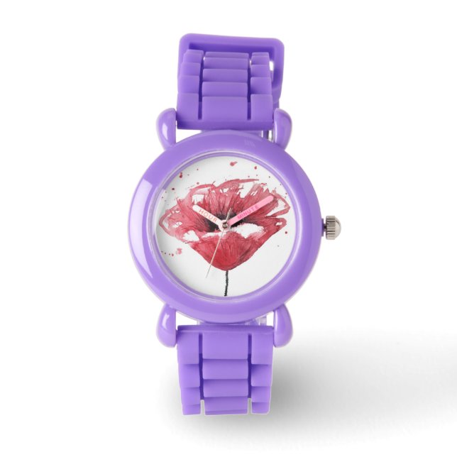 Papavers, waterverf horloge (Voorkant)
