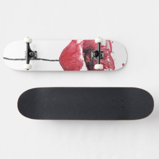 Papavers, waterverf persoonlijk skateboard (Horizontaal)