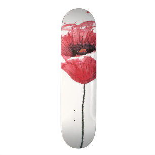 Papavers, waterverf persoonlijk skateboard