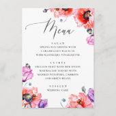 Papavers. Waterverf rode florale script bruiloft Menu (Voorkant)