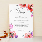 Papavers. Waterverf rode florale script bruiloft Menu