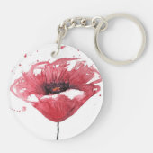 Papavers, waterverf sleutelhanger (Achterkant)