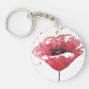Papavers, waterverf sleutelhanger