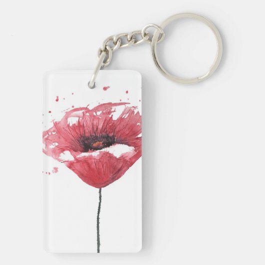 Papavers, waterverf sleutelhanger (achterkant)
