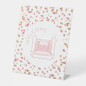 Papavers Waterverf Stippen Bounce Welkomstteken Reclamebord Met Voetstuk (Voorkant)