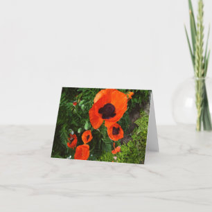 Papavers Wenskaart van de Floral blank Kaart