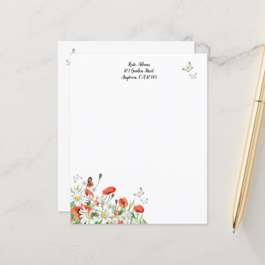 Papavers, wilde bloemen en vlindermakerswerk (Voorkant / Achterkant in situ)