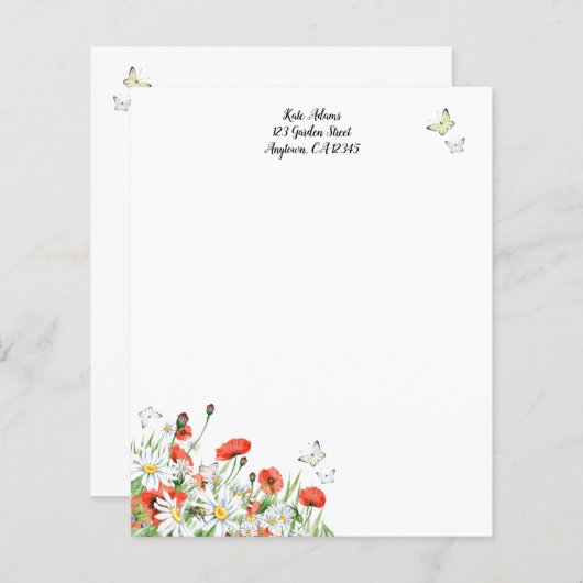 Papavers, wilde bloemen en vlindermakerswerk (Voorkant / Achterkant)