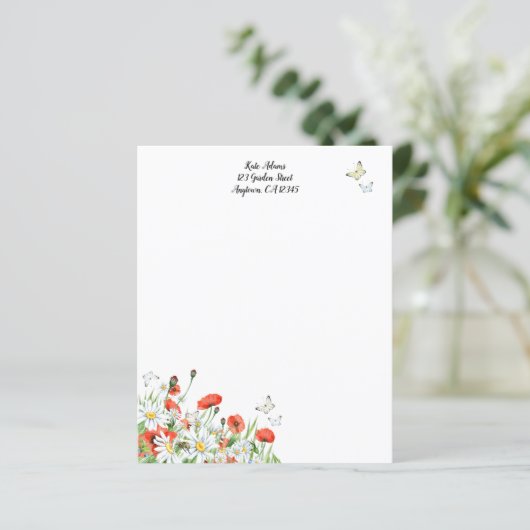 Papavers, wilde bloemen en vlindermakerswerk (Staand voorkant)