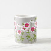Papavers witte, roze en grijze grafische mok (Center)