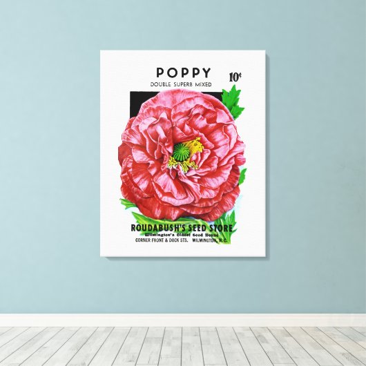 Papavers  zaadpakket canvas afdruk (Insitu (Houten vloer))