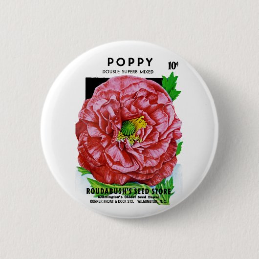 Papavers  zaadpakket ronde button 5,7 cm (Voorkant)