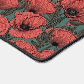 Papavertuin in koraal-, bruin- en pijngroen bureaumat (Hoek)
