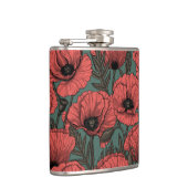 Papavertuin in koraal-, bruin- en pijngroen heupfles (Rechts)