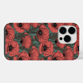 Papavertuin in koraal-, bruin- en pijngroen iPhone hoesje (Achterkant horizontaal)