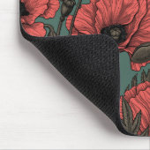 Papavertuin in koraal-, bruin- en pijngroen muismat (Hoek)