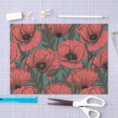 Papavertuin in koraal-, bruin- en pijngroen tissuepapier (Craft)