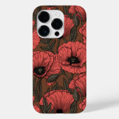 Papavertuin in koraal en bruin Case-Mate iPhone case (Achterkant)