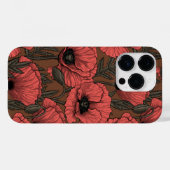 Papavertuin in koraal en bruin Case-Mate iPhone case (Achterkant (horizontaal))
