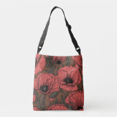 Papavertuin in koraal en bruin crossbody tas (Achterkant)