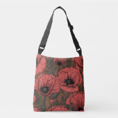 Papavertuin in koraal en bruin crossbody tas (Voorkant)