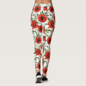 Papavertuin in koraal en bruin leggings (Achterkant)