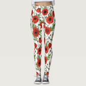 Papavertuin in koraal en bruin leggings (Voorkant)